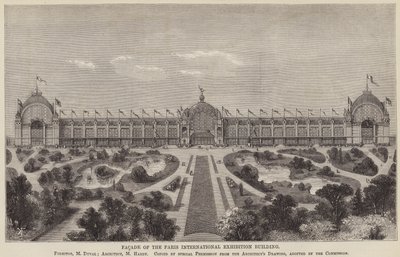 Fasade til Paris International Exhibition Building (gravering) av English School
