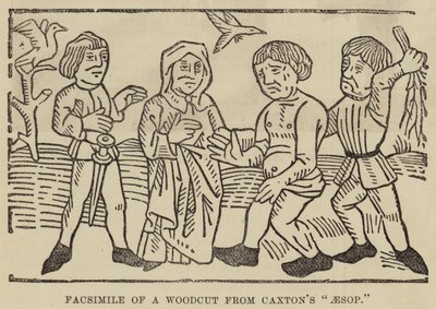 Faksimile av et tresnitt fra Caxtons "Aesop" (gravering) av English School
