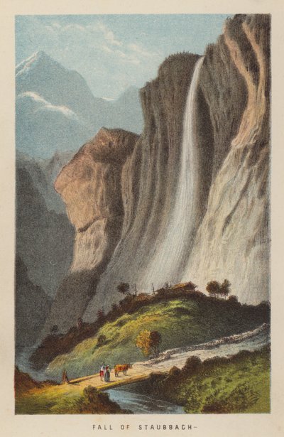 Staubbachs fall (farget gravering) av English School