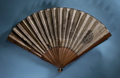 Vifte som viser et kart over Bath, ca. 1790 (trykt papirblad og tre) av English School