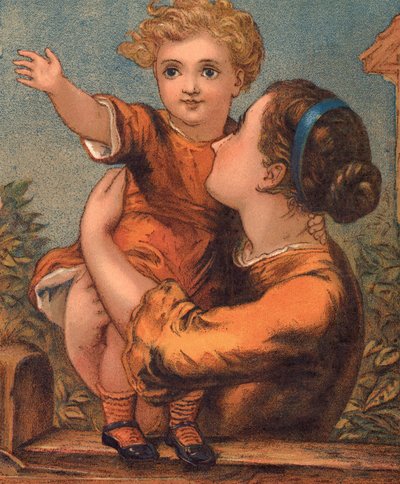 "Far kommer!" (farge litho) av English School