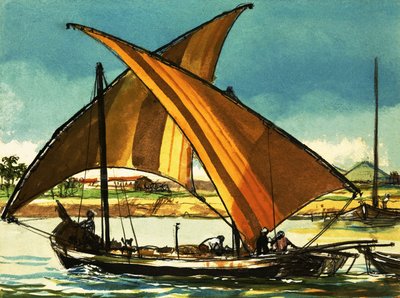 Felucca-båter på Nilen av English School