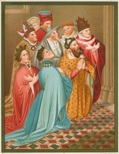 Ferdinand I, kongen av Arragon, hans dronning, keiseren Sigismund og pave Martin V av English School