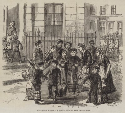Henter vann, en scene under den sene frosten (gravering) av English School