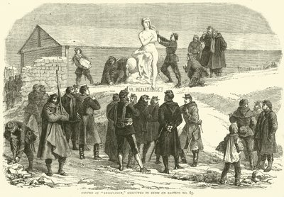 Motstandsfigur, henrettet i snø på Bastion No 85, desember 1870 av English School
