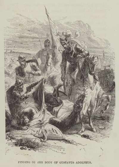 Funn av liket av Gustavus Adolphus (gravering) av English School