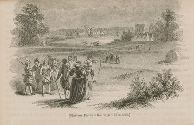 Finsbury Fields under dronning Elizabeth I av English School