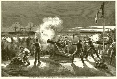 Skyting på Star of the West fra South Carolina Battery på Morriss Island, 10. januar 1861 av English School