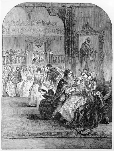 Første intervju av prins Charles (1600-49) med prinsesse Henrietta (1609-69) i Paris av English School