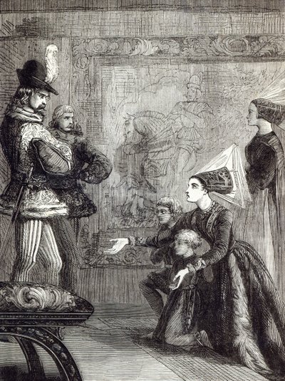 Første møte med Edward IV og Lady Elizabeth Gray, illustrasjon fra 