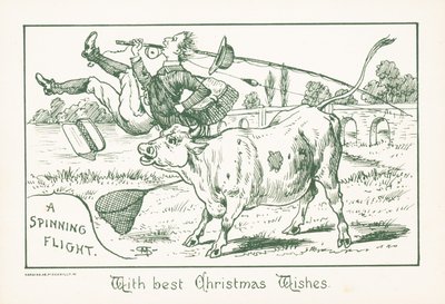 Fisker kastet av Bull, julekort av English School