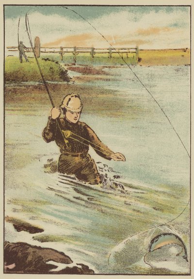 Fiske etter ørret (farget gravering) av English School