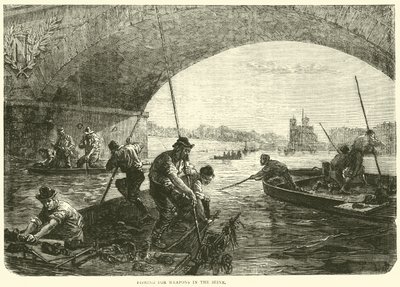 Fiske etter våpen i Seinen, april 1871 av English School