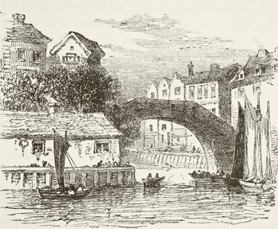 Fleet Bridge, London på 1600-tallet, fra 'The National and Domestic History of England' av William Hickman Smith Aubrey (1858-1916) publisert London, ca. 1890 av English School