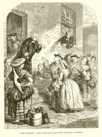 Flåte ekteskap. Scane i flåtefengselet under George IIs regjeringstid av English School