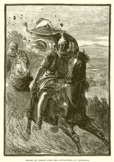 Flight of Pompey fra slagmarken i Pharsalia av English School