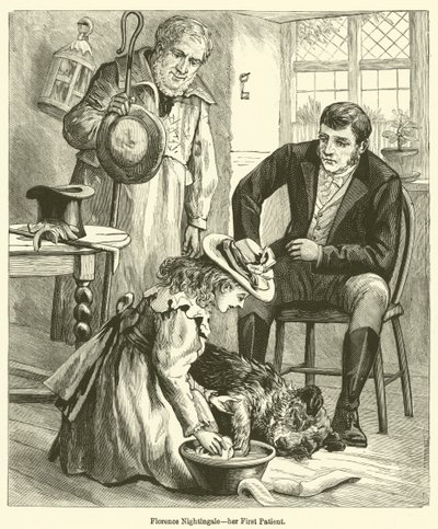 Florence Nightingale, hennes første pasient (gravering) av English School