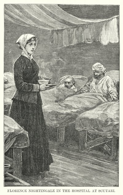 Florence Nightingale på sykehuset i Scutari (gravering) av English School