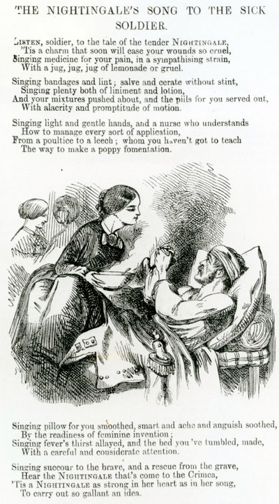 Florence Nightingale pleier en syk soldat på Krim av English School