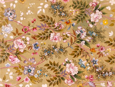 Blomstret tekstildesign, muligens av William Kilburn (1745-1818) av English School