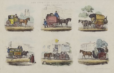 Transportformer i London fra midten av 1800-tallet (akvatint) av English School