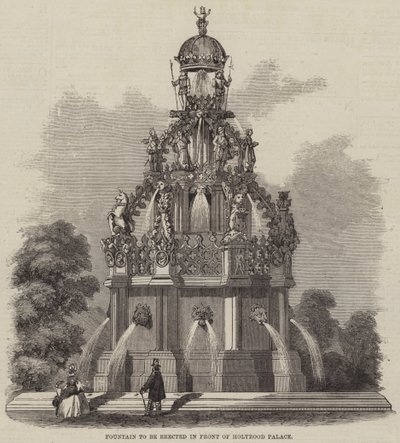 Fontene som skal reises foran Holyrood Palace (gravering) av English School