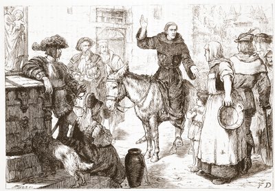 Francis Lambert Preaching, illustrasjon fra The History of Protestantism av James Aitken Wylie (1808-1890), pub. 1878 av English School