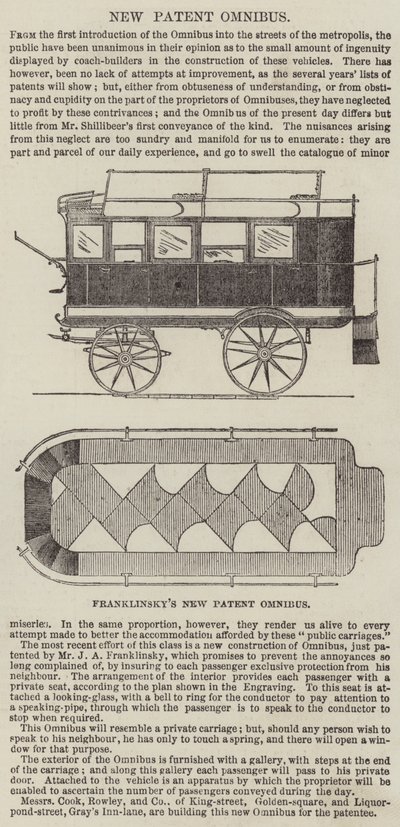 Franklinskys nye patentomnibus (gravering) av English School