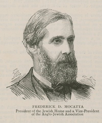 Frederick D Mocatta, president for det jødiske hjemmet og en visepresident i Anglo-Jewish Association av English School