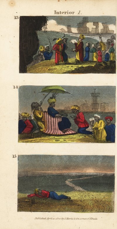 Frederick Horneman leser Koranen for berberne i Siwa Oasis 13, en karavane som hilser sultanen fra Fezzan 14, og en reisende som er etterlatt i ørkenen av English School