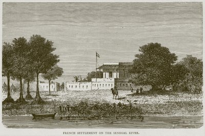 Fransk bosetning ved Senegal-elven, illustrasjon fra Illustrated Travels, ca. 1880 av English School