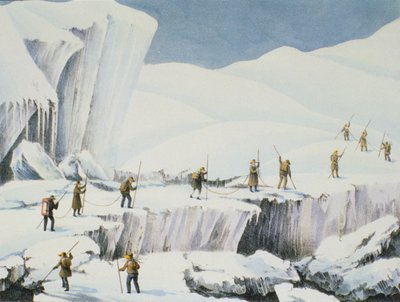 Hyppig opptreden av isen med snøbroer, fra A Narrative of an Ascent to the Summit of Mont Blanc av Charles Fellows (1799-1860), utgitt 1827 av English School