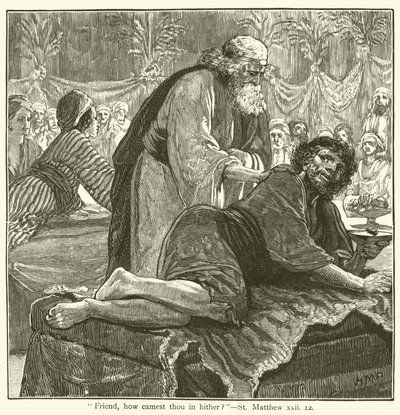 "Venn, hvordan kom du inn hit?", St Matthew, xxii av English School