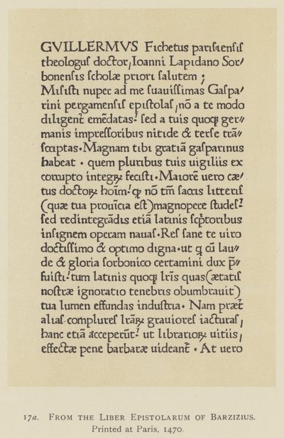 Fra Barzizius' brev, trykt i Paris av English School