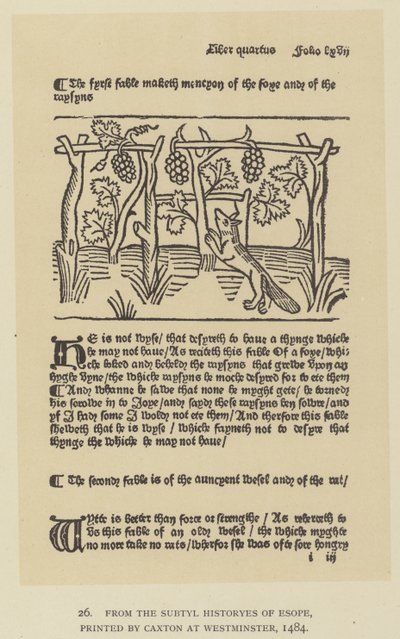 Fra Subtyl Historyes of Esope, trykt av Caxton i Westminster av English School
