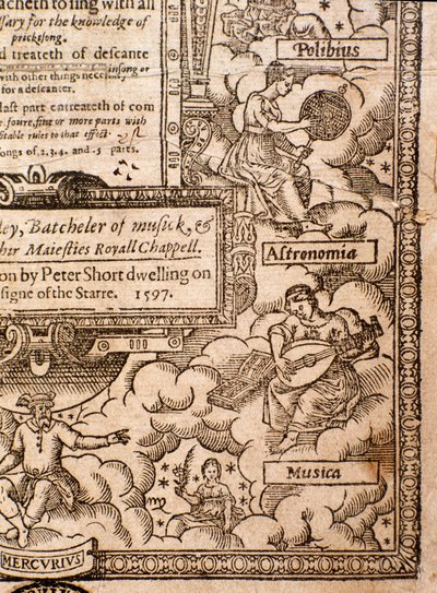 Frontispice fra A Plaine and Easie Introduction to Practicall Musicke av Thomas Morley, Detail, 1597 av English School
