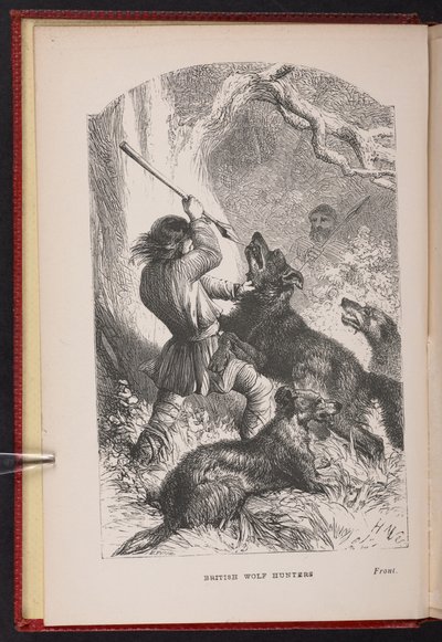 Frontispice fra The British Wolf-Hunters. En fortelling, etc., av Thomas Miller av English School