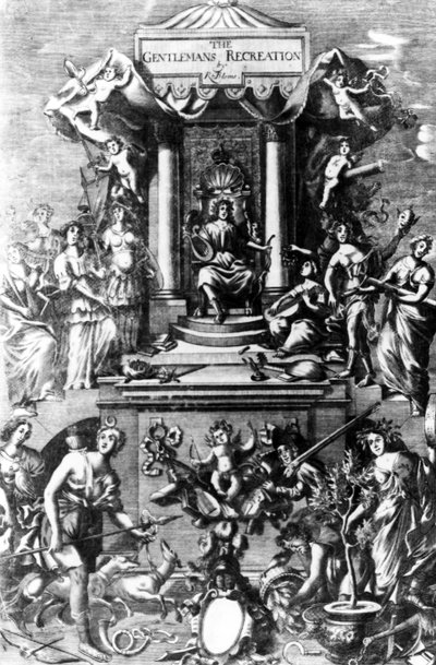 Frontispice fra The Gentlemans Recreation utgitt av Richard Blome, 1686 av English School