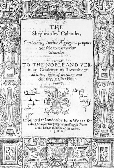 Frontispice of The Shephardes Calender av Esmond Spenser (1552-99), utgitt 1586 av English School