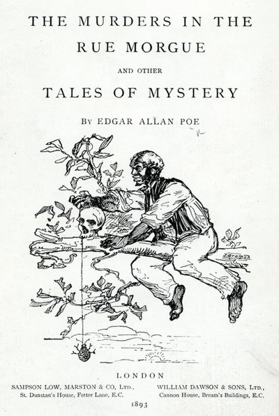 Frontispice til The Murders in the Rue Morgue and other Tales of Mystery av Edgar Allan Poe, utgitt i 1893 av English School