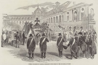 Begravelsesprosesjon av marskalk Exelmans til Invalides-kirken, i Paris (gravering) av English School