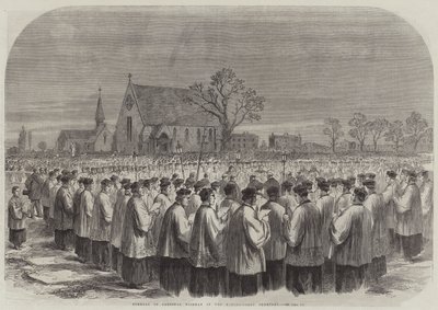 Begravelse til kardinal Wiseman på Kensal-Green Cemetery (gravering) av English School