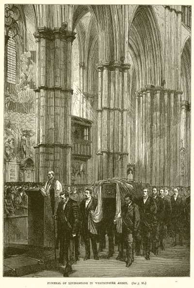 Livingstones begravelse i Westminster Abbey av English School