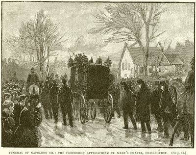 Begravelse av Napoleon III: Prosesjonen nærmer seg St. Marys kapell, Chislehurst av English School