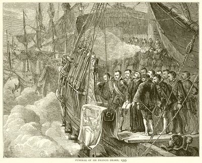 Begravelse av Sir Francis Drake, 1595 av English School