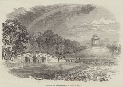 Begravelse til jarlen av Carlisle, på Castle Howard (gravering) av English School