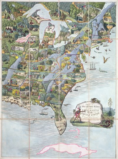 Game of the Star-Spangled Banner eller Emigrants to the United States, brettspill ca.1860 av English School