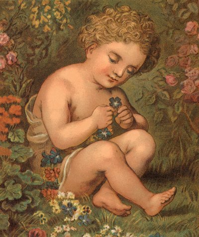 Hageblomster (farge litho) av English School