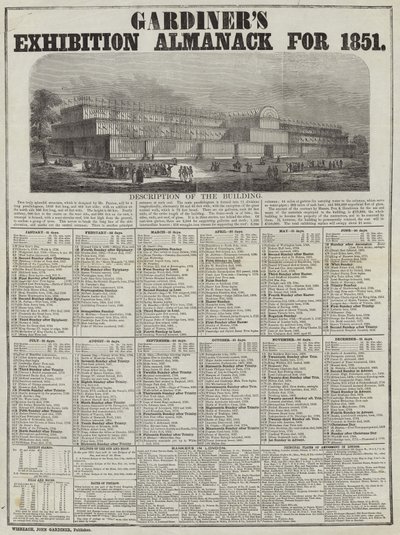 Gardiners utstillingsalmanakk for 1851 av English School