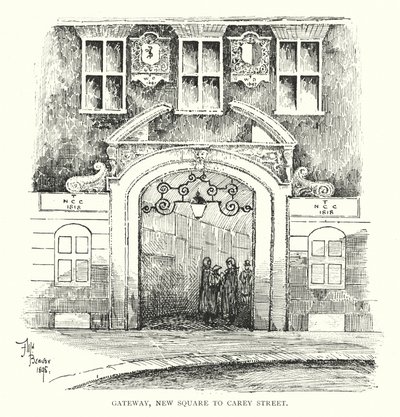 Gateway, New Square til Carey Street (litho) av English School